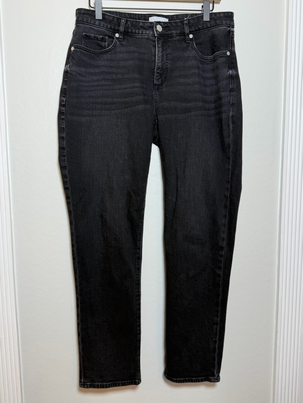 LOFT Curvy Girlfriend Jeans Womens Size 8/29 Black Wash Stretch Denim Ankle